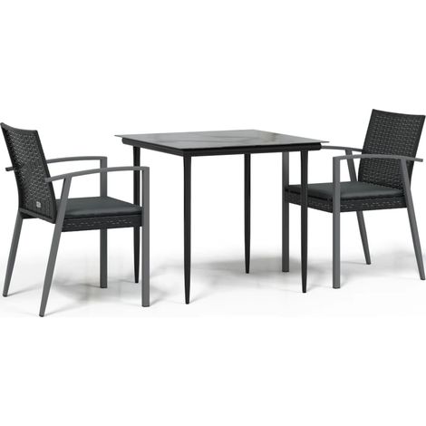 Ensemble à manger de jardin 3 pcs,Salon de jardin coussins résine tressée acier CFW81338 (1/5)