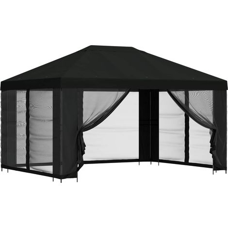 Gazebo with Sidewalls 4 x 3 m Black Polyester and Steel 190 gsm vidaXL (1/5)