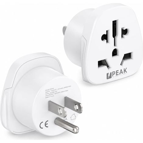 Adaptateur de voyage Peak Power World vers USA - Voyage aux États-Unis, au Canada et en Amérique du Sud - La norme de prise américaine est utilisée dans près de 50 pays à travers le monde (1/5)