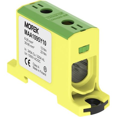 Connettore filettato per guida DIN per il collegamento di cavi AL/CU Connettore universale OTL 95 1P giallo-verde Morek 3880