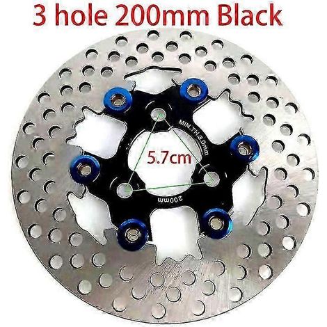 Disques de frein flottants universels en alliage d'aluminium pour moto, diamètre extérieur 200 mm/220 mm/245 mm/260 mm, plaquettes de frein à refroidissement rapide (5,7 cm, noir, 200 mm) (1/5)