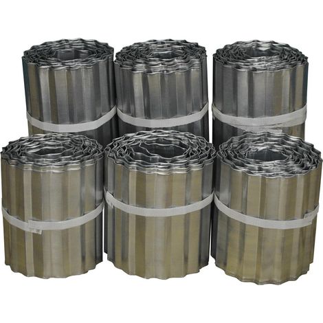 Set of 6 Galvanised Steel Lawn Edging Rolls (16.5cm x 5m)