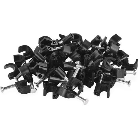Lot de 50 colliers de serrage avec clou pour Ø 6 mm - Support de câble en polyéthylène incassable avec clou en acier pour extérieur, inoxydable - Température de fonctionnement -40 °C - 85 °C (1/5)