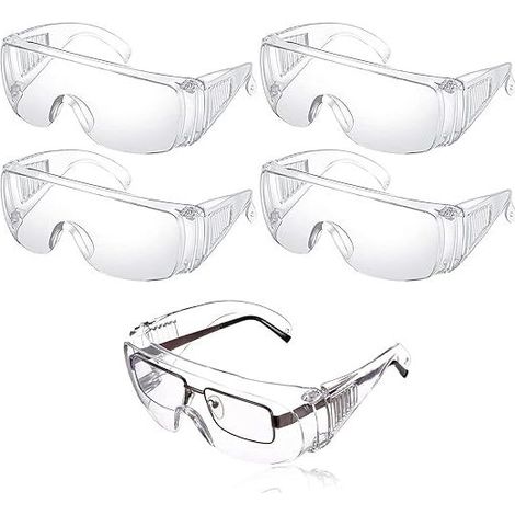 Lot de 5 lunettes de sécurité, protection oculaire anti-projections, anti-poussière, transparentes, anti-buée, pour usage quotidien, bricolage, laboratoire, soudage, meulage. (1/4)