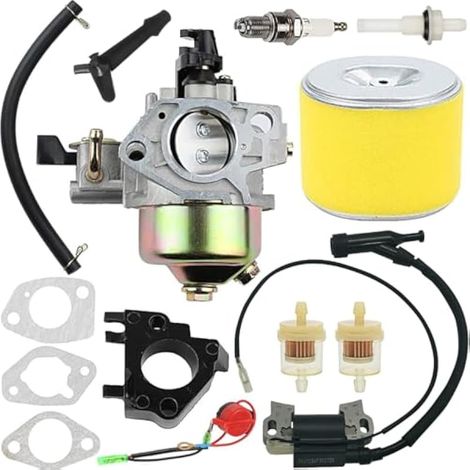 GX340 GX390 Kit de carburateur pour Honda GX 390 GX 340 13HP 11HP GX340U1 GX340R1 GX340K1 WT40XK1 WT40XK2 Moteurs de tondeuse à gazon avec bobine d'allumage Filtre à air Joints de bougie (1/4)
