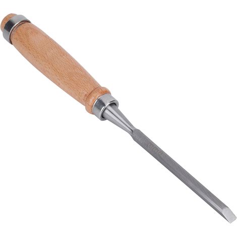 Lot de 2 ciseaux à bois plats, outils de menuiserie, manche en bois, accessoire de travail du bois durable, acier au chrome-vinyle, 6 mm (1/5)
