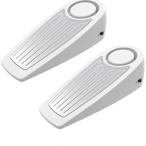 Butée de porte avec alarme pour maisons, chambres et hôtels, 130 dB, facile à installer, butée de sol fiable et portable, pack de 2, blanc. (1/5)