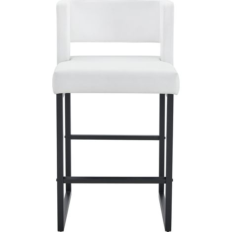 Set di 2 sgabelli da bar bianchi e neri in metallo e PU, design nordico moderno, 91,4 cm (1/5)