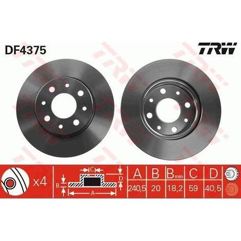 Lot de 2 Disques de frein TRW Automotive DF4375 FIAT 0000071772815 1541803