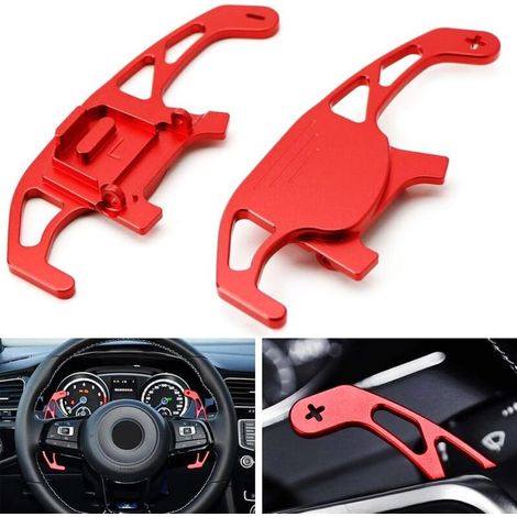 Set of 2 polished aluminum paddle shifters for car steering wheels compatible with VW Volkswagen Golf MK7 Polo GTI/GTD/GTE/R R-line Passat Scirocco, car accessories (1/4)