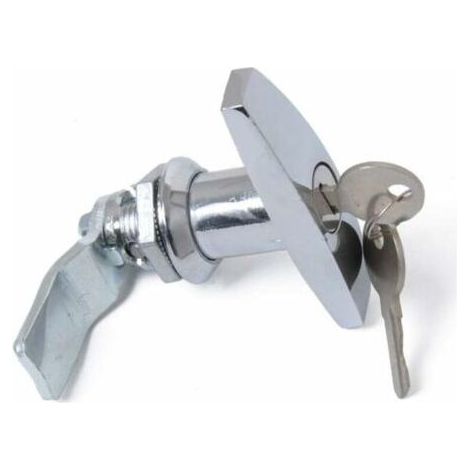Serrure à Poignée en T avec Clé, Alliage d'Aluminium Loquet de Porte de Remorque Verrouillage de Poignée en T Verrou Universel de Poignée en T pour Trailers Campers,Argent (1/4)