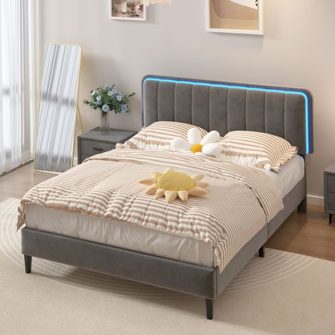 Lit enfant 90 x 200 cm - en forme d'ours - tissu en velours - Beige (1/4)