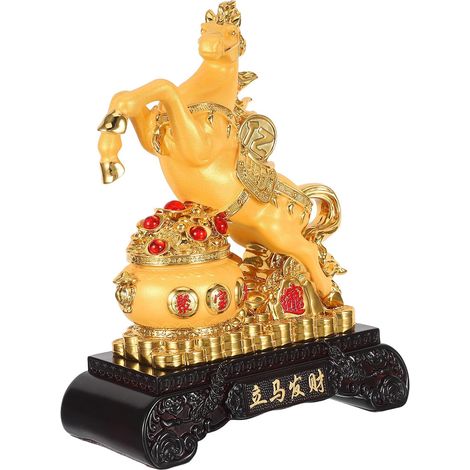 Statue Cheval Résine Décoration Bureau et Maison Ornement Cheval pour Nouvel an Figurine Animal Élégante (1/5)