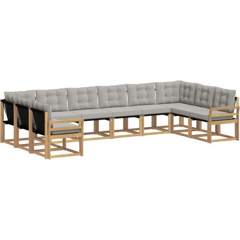Outdoor Sofa Set with Cushion 10 pcs White and Light Grey vidaXL (1/5)
