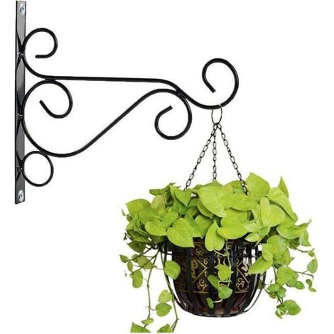 1 Pièces Support Plante Mural Balcon, Crochet de Suspension en Fer Forgé, Crochets Suspension de Plante avec Vis, pour Jardin Balcon Lanterne Plants Déco