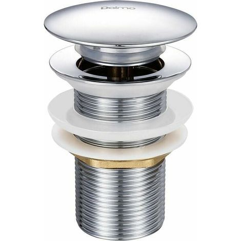 Bonde de Lavabo Pop-up sans Trop-Plein en Laiton Chromé G 1-1/4, Équipée d'un Système d'Ouverture et de Fermeture Facile à Bouton-Poussoir. (1/5)