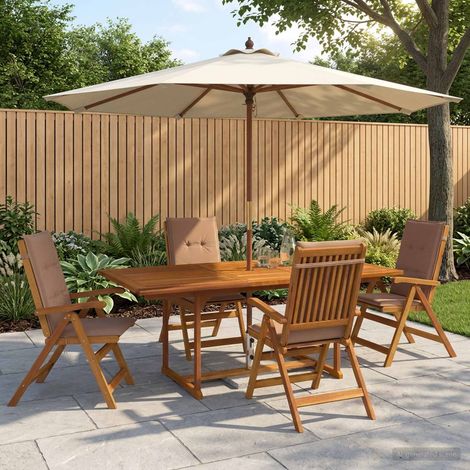 vidaXL 5-Piece Garden Dining Set Natural Solid Acacia Wood (1/5)