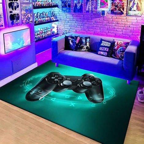 Tapis Gamer Sol Chambre Ado Garcon Adulte Enfant Console De Jeu Nons Manga Motif Grand Tapis Adolescent 100x150cmVert Multic TAPIS (1/4)