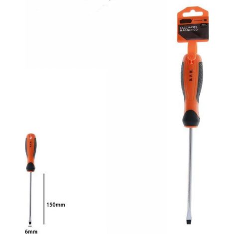 Trade Shop - SCHRAUBENDREHER MAGNETISCHER SCHRAUBENDREHEREINSATZ 6X150 MM ERGONOMISCHER GRIFF 07431 -