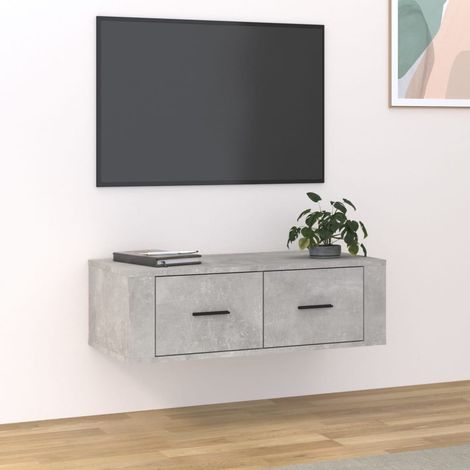 Meuble TV suspendu Gris béton 80x36x25 cm Bois d'ingénierie (1/5)