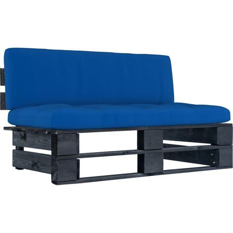 Garten-Mittelsofa aus Paletten Schwarz Kiefernholz Imprägniert (1/5)