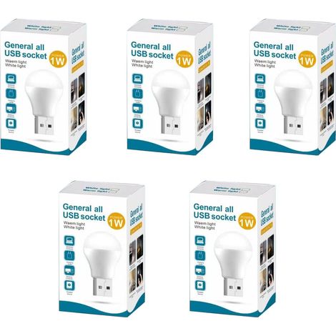 Set di 5 lampadine LED, USB, 110 lumen, bianche (1/5)