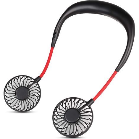 Ventilateur d'aromathérapie portable à suspendre autour du cou,avec batterie colorées pour les activités de plein air, noir et blanc (1/5)