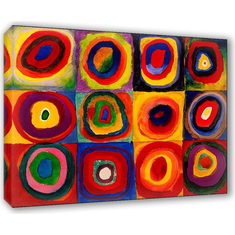 Lupia - Quadro su Tela il Meglio dell'Arte, 70x100 cm COLOR STUDY SQUARES - KANDINSKY, Riproduzione d'Arte su Tela, Montato su Telaio in Legno 3 cm, Made in Italy (1/4)