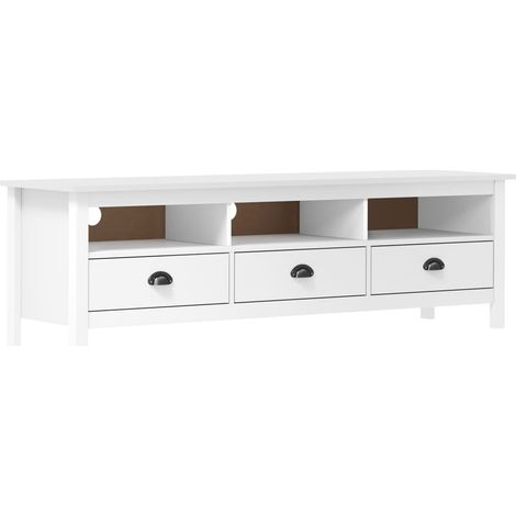 Mobile TV multimediale scaffale TV credenza televisione sala da pranzo soggiorno camera da letto Hill Range 158 x 40 x 47 cm legno massello di pino bianco 020027640