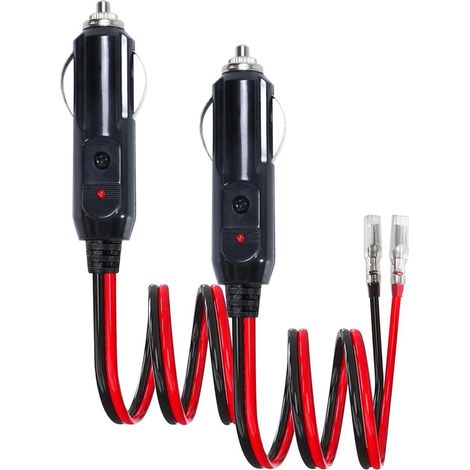 Sigarettenaanstekerstekker - 16 AWG Cable - 12 V 24 V - Para Coche Camion Autobus - 15 cm - Negro Rojo (1/5)