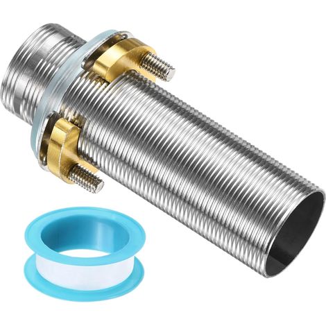 Faucet Mounting Extension Extension Rod 10cm x 32mm Stainless Steel Pipe Faucet Extension Kit with Thick Stainless Steel Anti-Loosening Nut for Washbasin (1/5)