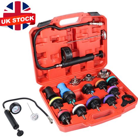 18pcs Coolant Pressure Tester Kit Radiator Pressure Tester Tool Kit for Cooling System Radiator Cap Pressure Testing Tool Water Tank Leak Detector (1/5)