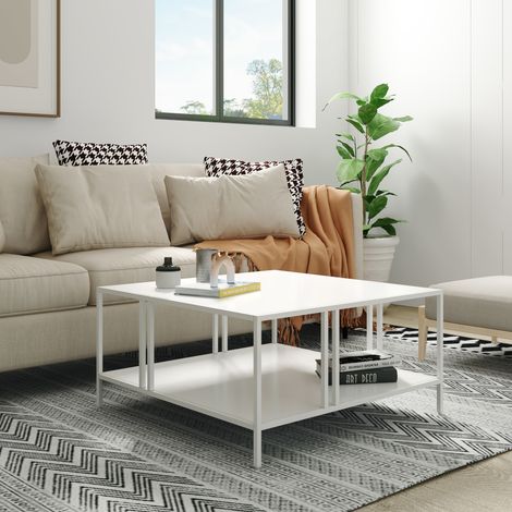 Mesa de centro Kumlinge cuadrada 40x80x80 cm - Blanco [en.casa]