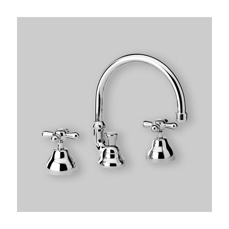 Mélangeur lavabo sur batterie bec haut avec boutons chromés Liberty (1/5)