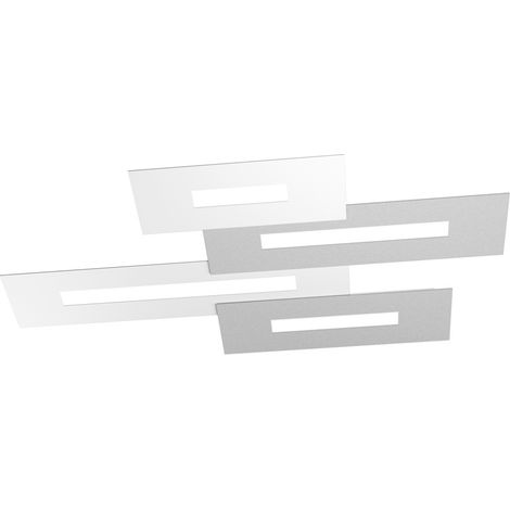 Plafoniera Moderna Rett. 3 Moduli Wally Metallo Bianco Grigio 4 Luci 2G11 102Cm (1/4)