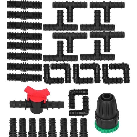 Kit d'irrigation goutte à goutte 34 pièces, adaptateur de robinet G1/2, raccord en T, accessoires d'irrigation par aspersion (1/5)