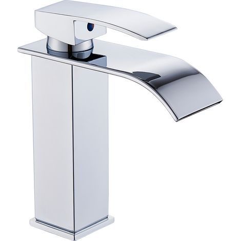 Robinet Salle de Bain, Design Moderne de Cascade Robinet Lavabo, Conception de Corps en Métal Durable Avec Chromage en Métal de Qualité Supérieure. Eau Chaude et Froide Réglable (1/3)