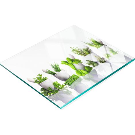 Tabla de hierbas decorativa multifuncional de vidrio templado para cocina, 60x52 cm (1/5)