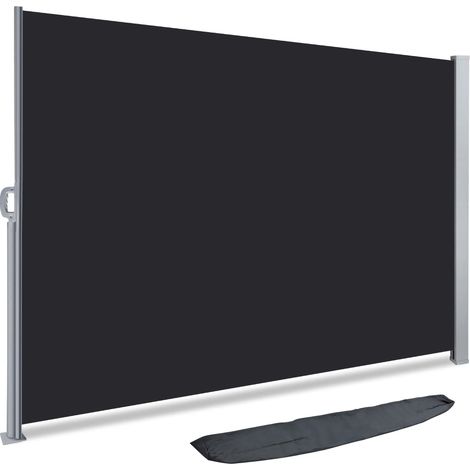 Paravent extérieur avec Housse de Protection 180x300 cm Auvent rétractable 1m80x3m Brise Vue rétractable pour Jardin, Balcon, terrasse Store latéral Vertical Noir Anthracite (1/5)