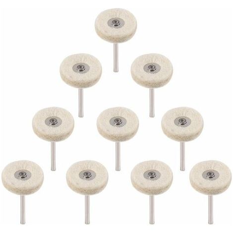 Roue De Polissage En Feutre Laine - 25 mm - Pour Outil Rotatif - T-Forme Avec Manche - Lot De 10 Pièces (1/5)