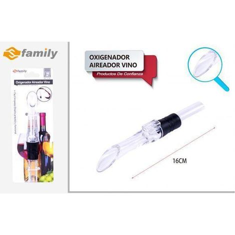 aireador oxigenador de vino con vertedro para botellas 16 cms. economico family