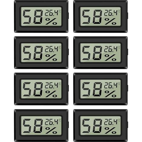 Pack de 8 Thermomètres Hygromètres Numériques, Capteur Température Humidité Intérieur pour Maison Bureau, Celsius (1/5)