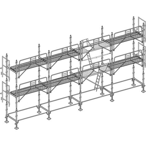 Altrad – Échafaudage façadier 78 m² – Longueur 13 m – Hauteur 6 m – Charge maximale 300 kg/m² – Largeur 0,80 m – Montage rapide et léger