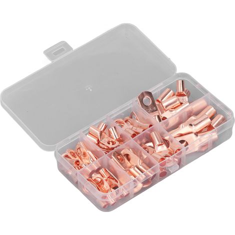 90 PCS SC6-25 AWG Cuivre Étamé Cosses Cylindriques, Connecteurs Électriques à Sertir pour Câbles, Étuis de Jonction, Norme Américaine, Utilisation Industrielle et Automobile (1/5)