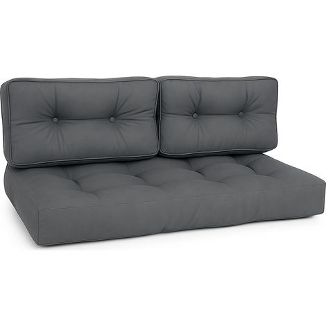 Palettenkissen Outdoor 1x Sitzkissen & 2x Rückenkissen, Grau