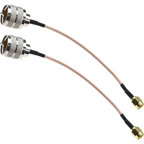 2Pcs SMA vers PL259 Adaptateur SMA Mâle vers UHF Mâle PL-259 Cordon Coaxial RG316 pour Antennes CB Radio Wi-FI 15cm (1/5)