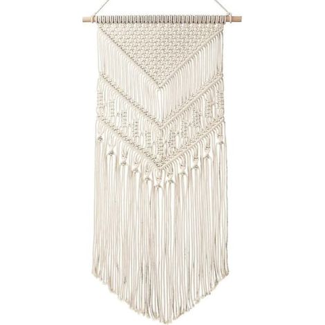 Décoration murale en macramé, coton, 35,6 x 70,2 cm, blanc (1/5)