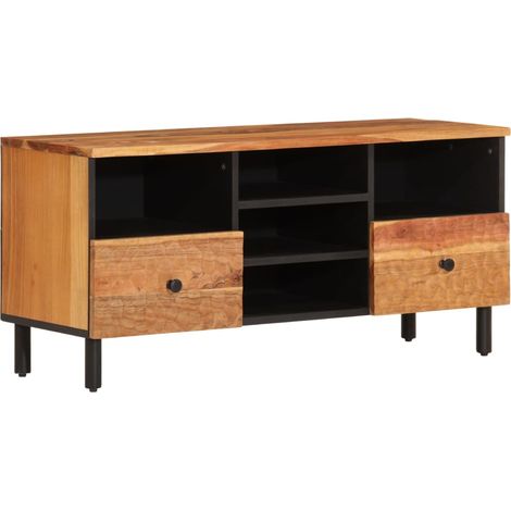 Mobile TV multimediale scaffale per televisione televisore buffet sala da pranzo soggiorno camera da letto 100 x 33 x 46 cm legno massello di acacia marrone 020025444