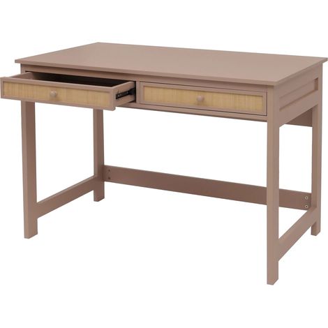 Bureau table de travail bureau pour ordinateur portable avec tiroirs 78 × 110 × 60 cm bois taupe clair 040009482 (1/5)
