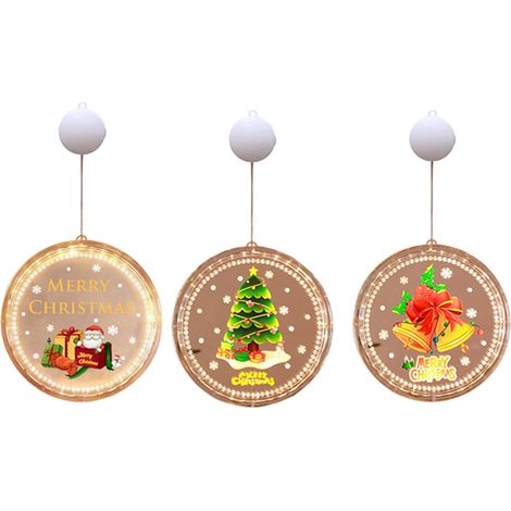 Cloches de noël LED suspendues, 3 pièces, lampe à ventouse, ornements de fenêtre, décoration pour la maison (1/5)